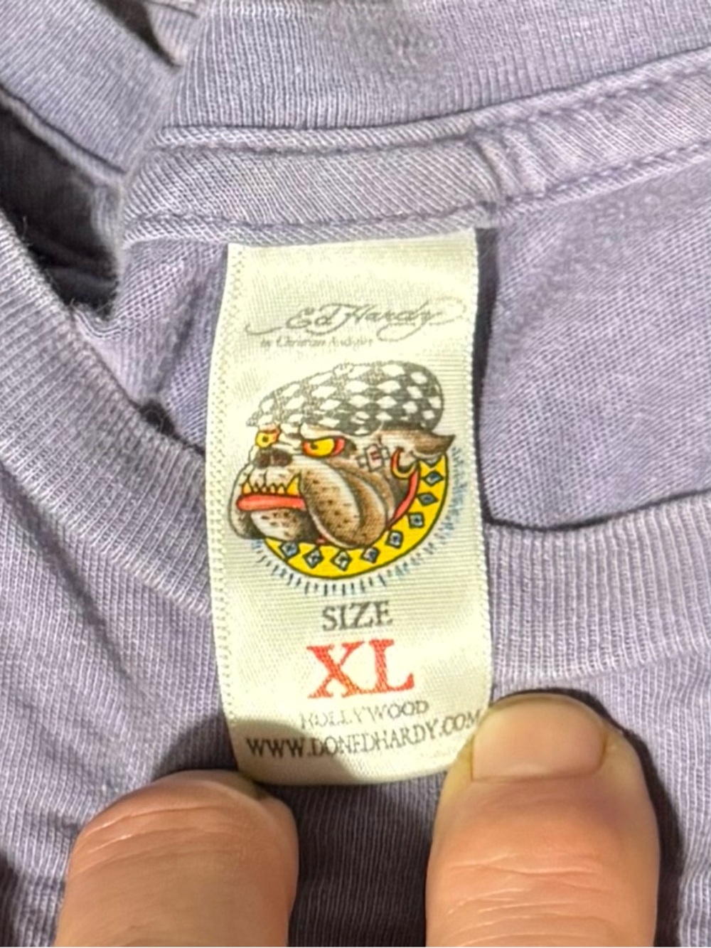 Ed Hardy Tiger Graphic T-Shirt XL Purple Double Sided Logo Tee - Picture 4 of 5